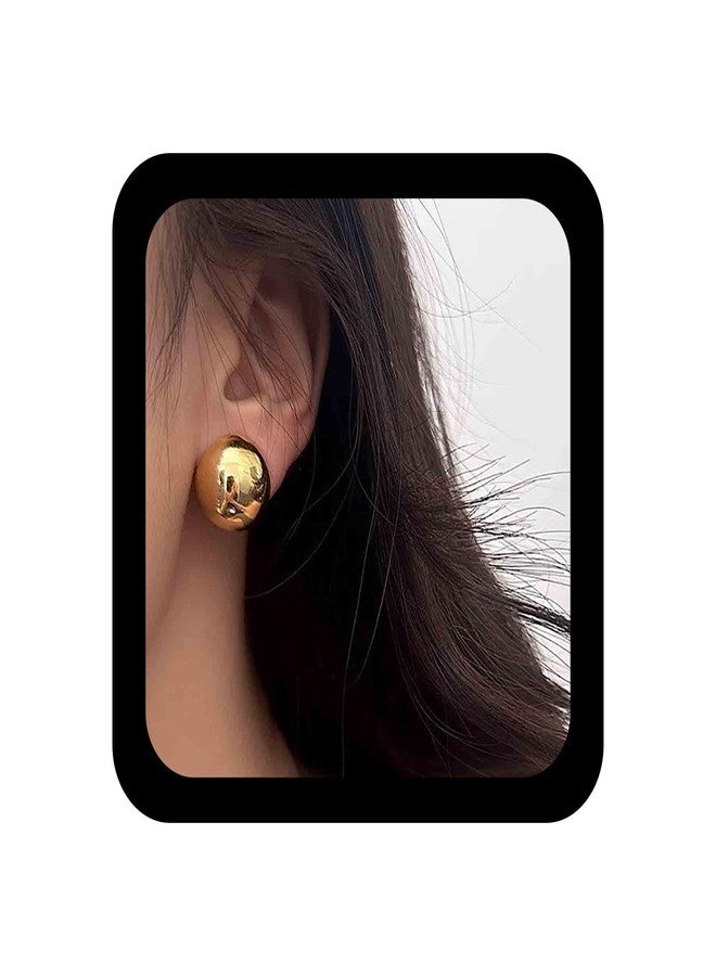 IRCOMULTI Polished Half Ball Stud Earring Chunky Gold Ball Shaped Earring Large Dome Button Earrings Metal Round Balls Earrings Jewelry for Women - Image 1