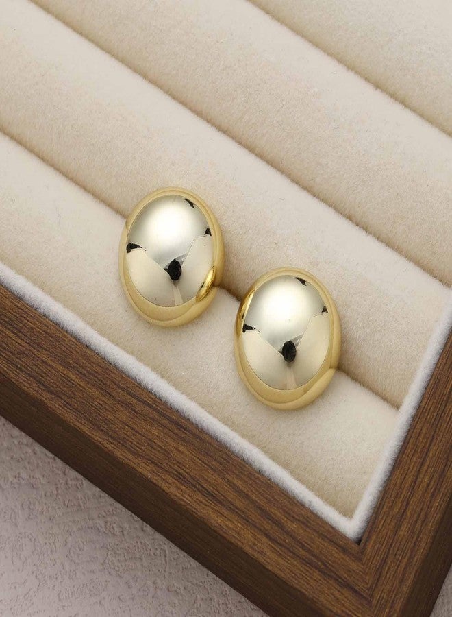IRCOMULTI Polished Half Ball Stud Earring Chunky Gold Ball Shaped Earring Large Dome Button Earrings Metal Round Balls Earrings Jewelry for Women - Image 4