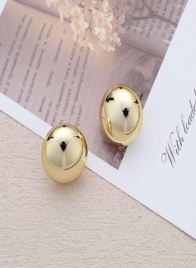 IRCOMULTI Polished Half Ball Stud Earring Chunky Gold Ball Shaped Earring Large Dome Button Earrings Metal Round Balls Earrings Jewelry for Women - Image 3