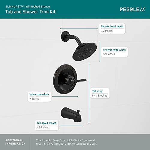 Peerless PTT14465-OB Elmhurst shower trim kit Tub & Shower, With Tub Spout, Oil Rubbed Bronze - Image 4