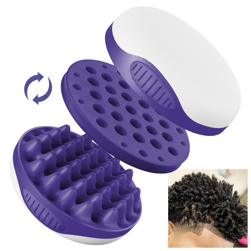 WTTORDE Silicone Brush for Curly, Afro, and Wavy Hair - Two-Sided Wave Tool for Long and Short Styles, Large and Small Curl Combs for Men, Women, Boys, and Girls - Purple, 1 Pcs - Image 1