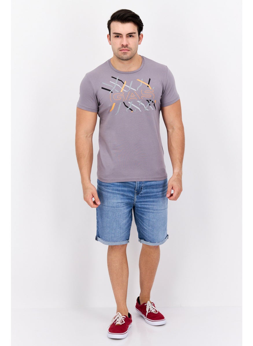 GAS Men Slim Fit Crew Neck Short Sleeve Graphic Print T Shirt, Grey  Combo  - Image 4