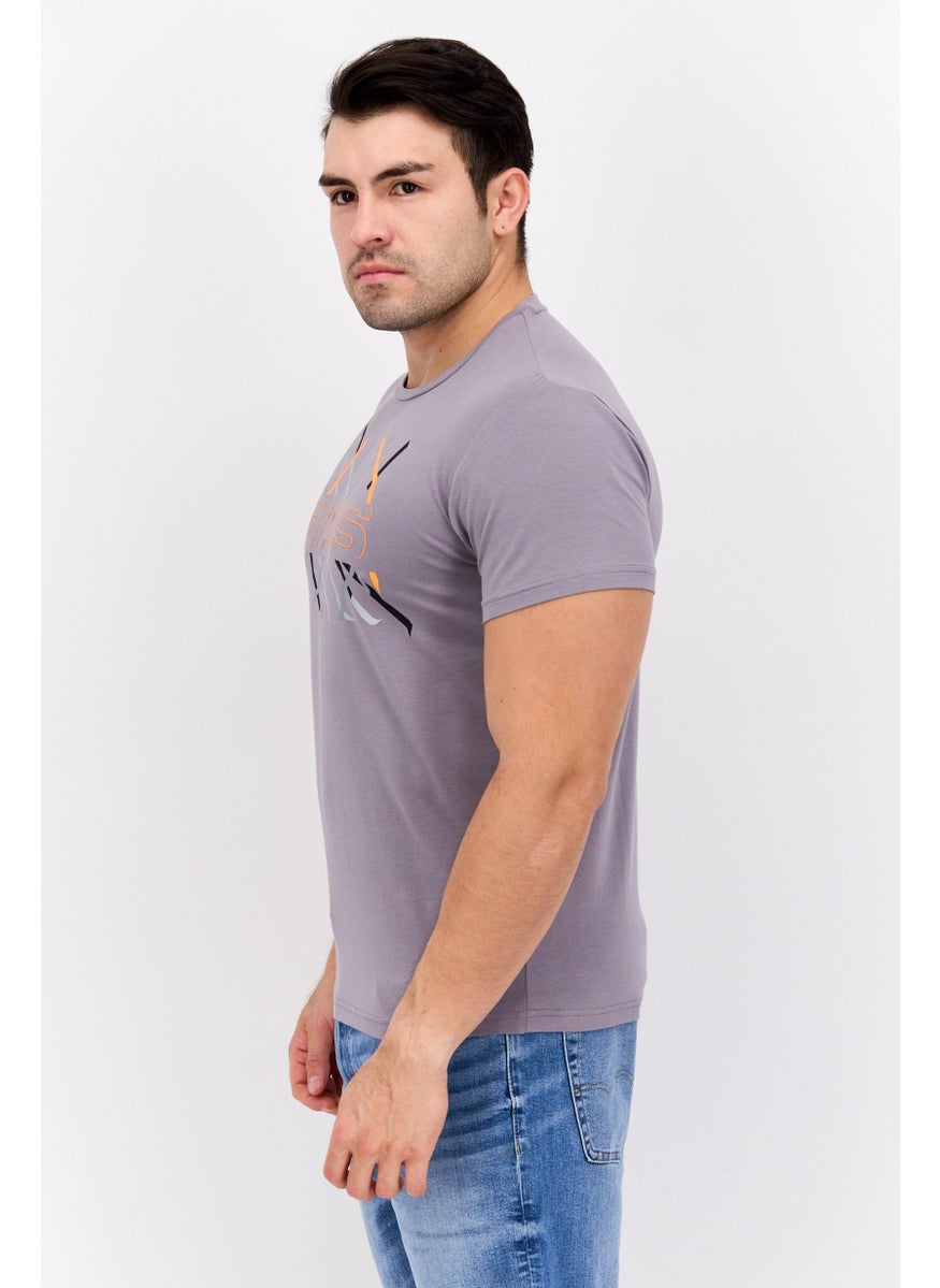 GAS Men Slim Fit Crew Neck Short Sleeve Graphic Print T Shirt, Grey  Combo  - Image 2