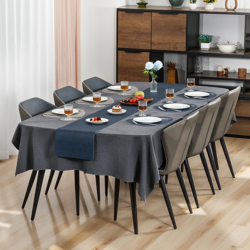 Chitomars Placemats and Coasters, Washable Reversible Placemats Round Faux Leather Wipeable Place Mats Non Slip Heat Resistant Indoor Outdoor Table Mats (Set of 4, Gray Blue) - Image 5