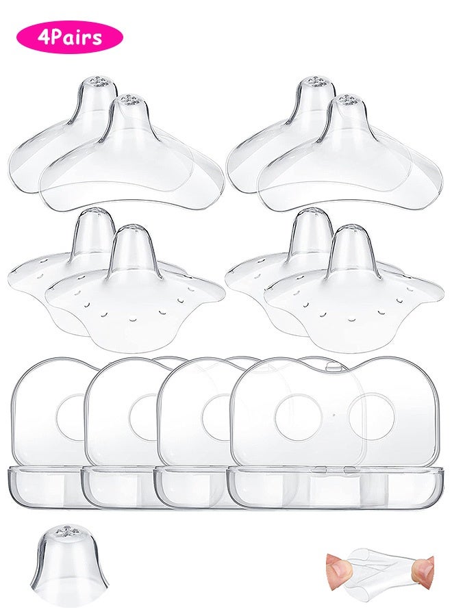 Photon 4 Pairs Contact Nipple Shields for Nursing Newborn Breastfeeding , Silicone Nipple Protector in Reuseable Storage Case - Image 1