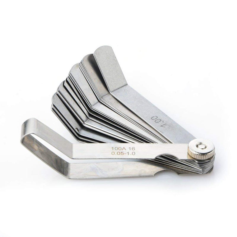 Mayata ماياتا 1 قطعة 100A16 0.05-1 مم سمك أداة قياس الفجوة المعدنية المنحنية مع 16 شفرة لقياس الأعمال الخشبية - Image 1