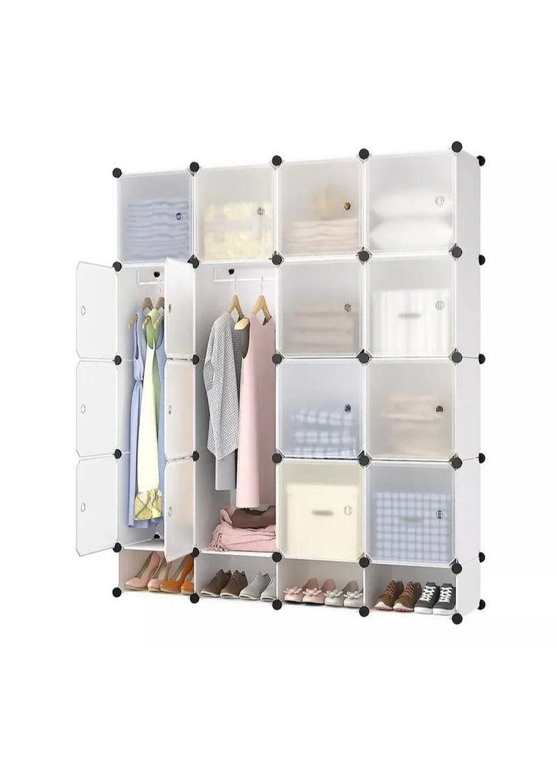 DubaiGallery - 16 -Cube Plastic Shoe Storage Organizer Units, Stackable Shoe Organizing Rack, Closed Shoe Organizer Boxes Bins with Doors, Space Saving Shoe Storage Cabinet for Heels, Boots, Slippers - Image 1