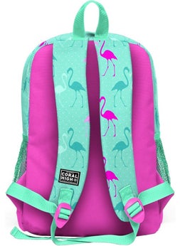 CORAL HIGH Kids Water Green Neon Pink Flamingo Patterned 2-Piece School Bag Set SET0223111  - Image 5