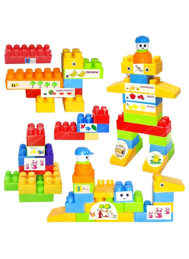 FunBlast FunBlast Building Blocks for Kids - DIY Plastic Building Blocks for Kids Puzzle Games for Kids, Toys for Children Educational & Learning Toy for 3+ Years Kids, Girls & Boys (36 Pcs-Multicolor)  - Image 1