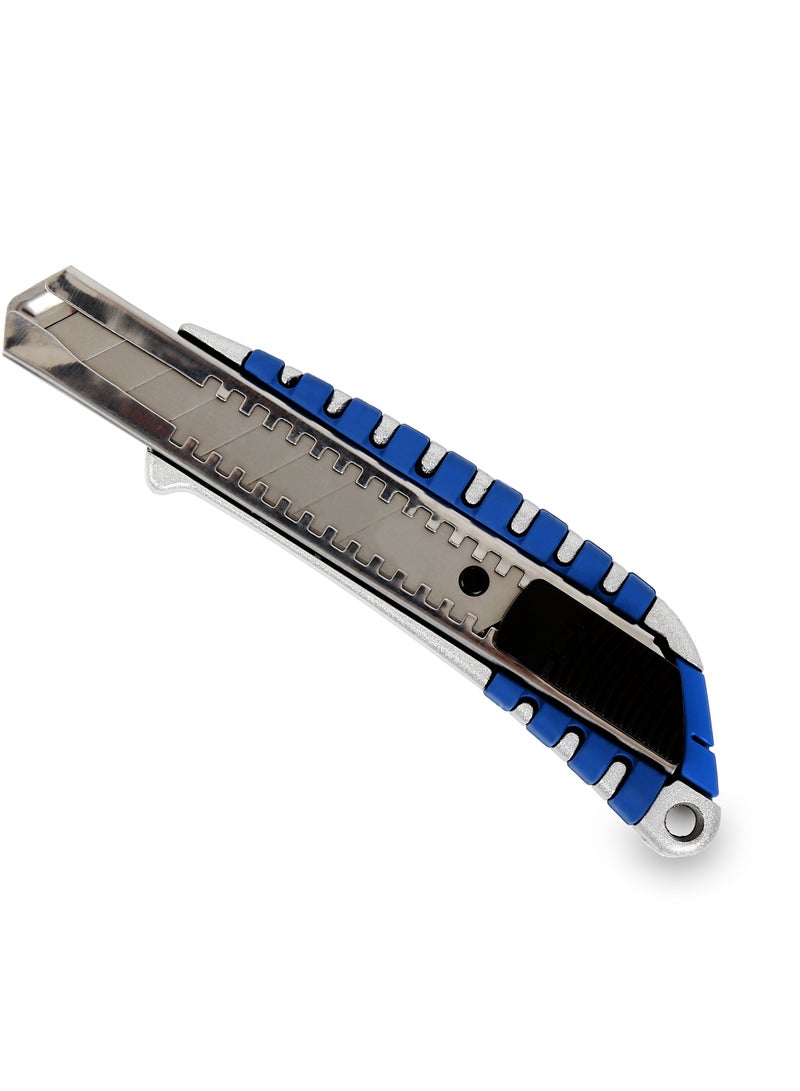 VTOOLS 18mm Box Cutter Utility Knife Aluminum Alloy with Blue Rubber Heavy Duty Carbon steel