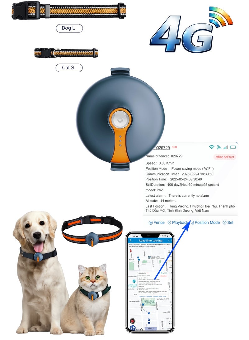 4G GPS Pet Tracker for Dogs & Cats, Real Time GPS WiFi LBS Location Tracker, Waterproof Magnetic Charging, Geo Fence, History Playback, Buzzer & Flash Light, CAT1 Pet GPS Collar Locator - Image 1
