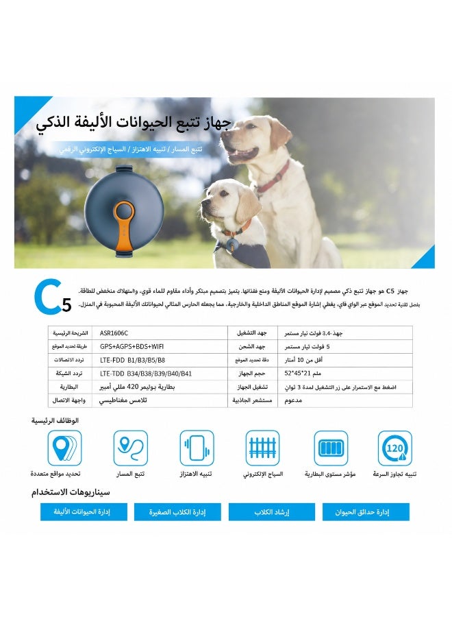4G GPS Pet Tracker for Dogs & Cats, Real Time GPS WiFi LBS Location Tracker, Waterproof Magnetic Charging, Geo Fence, History Playback, Buzzer & Flash Light, CAT1 Pet GPS Collar Locator - Image 3