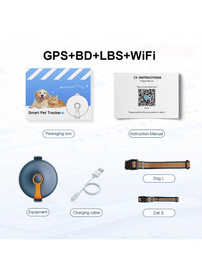 4G GPS Pet Tracker for Dogs & Cats, Real Time GPS WiFi LBS Location Tracker, Waterproof Magnetic Charging, Geo Fence, History Playback, Buzzer & Flash Light, CAT1 Pet GPS Collar Locator - Image 2