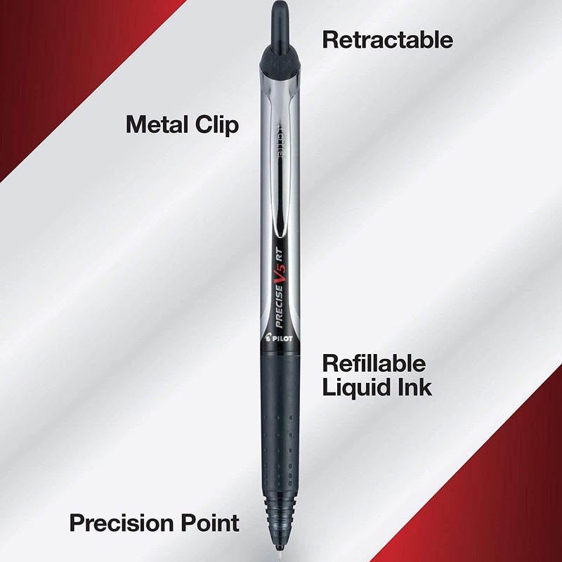 Pilot, Precise V5 RT Refillable & Retractable Rolling Ball Pens, Extra Fine Point 0.5 mm, Black, Pack of 14 - Image 2