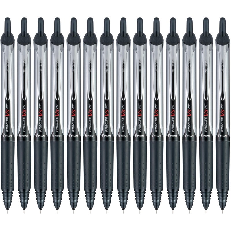 Pilot, Precise V5 RT Refillable & Retractable Rolling Ball Pens, Extra Fine Point 0.5 mm, Black, Pack of 14 - Image 1