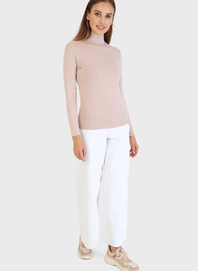 Refka by modanisa High Neck Ribbed T-Shirt