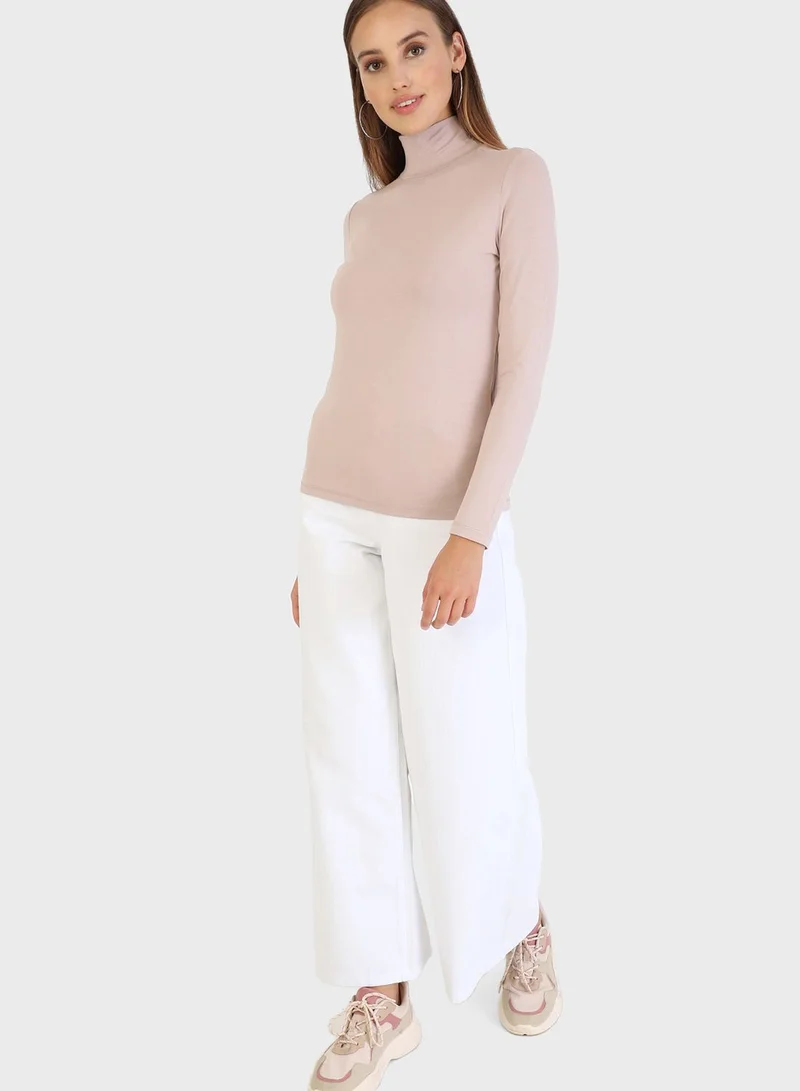 Refka by modanisa High Neck Ribbed T-Shirt