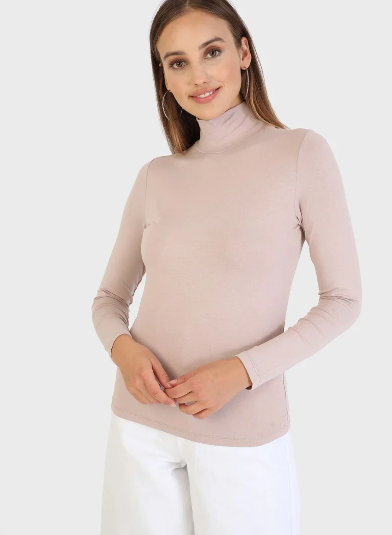 Refka by modanisa High Neck Ribbed T-Shirt