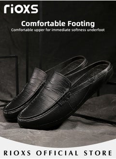 RIOXS Men's Flat Shoes,Closed Toe Clog Sandals,Faux Leather Mules Shoes,Fashion Slip-On Backless Mule Shoes For Man,Lightweight Flat Mules For Home Outdoor Walking  - Image 4