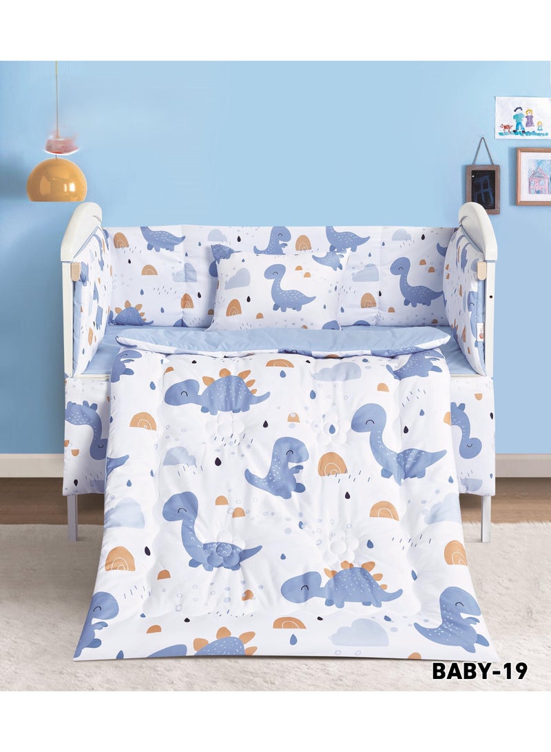 مفرش سرير حواجز سرير اطفال 5 قطع صيفي ليمنح طفلك الراحة من المايكروفايبر ، 5 قطع مقاس اللحاف 132x104سم