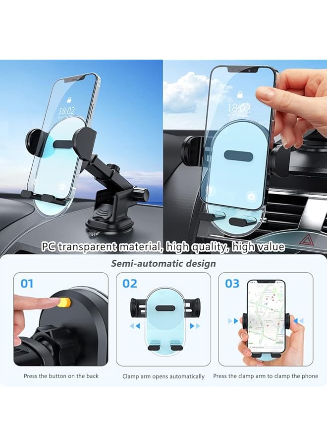 KASTWAVE Universal Car Phone Holder With Strong Suction, Anti-Shake Dashboard Mount For All Smartphones, Handsfree & Transparent Design, Compatible With Iphone 14 Pro And More - Image 3