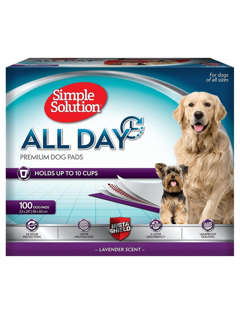 Simple Solution Pack Of 100 All Day Premium Lavender Scent Dog And Puppy Pads 58X60Cm - Image 1