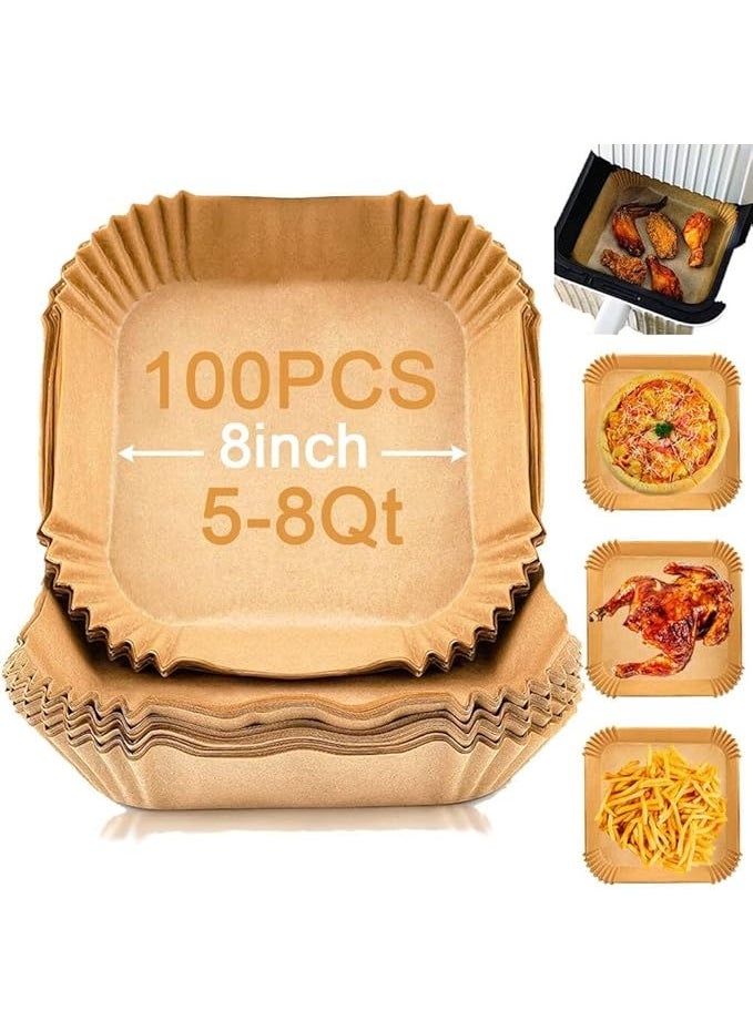 Mawan 100 PCS Air Fryer Disposable Paper Liner, Round Air Fryer Liners, Natural Parchment Paper for Air Fryer, Non-Stick, Oil-Proof, Food Grade Paper Liner for Baking Roasting Microwave (6.3 Inch)  - Image 1