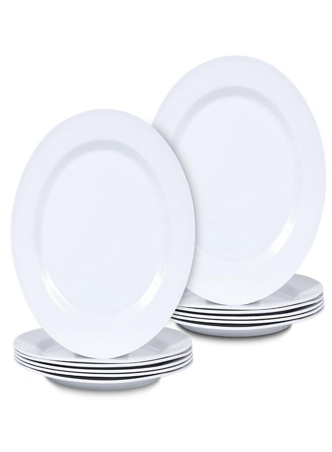Lechoo White Melamine Dinner Plates, 10inch 12pcs Plates Dishes Set Camper RV Break-resistant and Lightweight for Everyday Use,White - Image 1