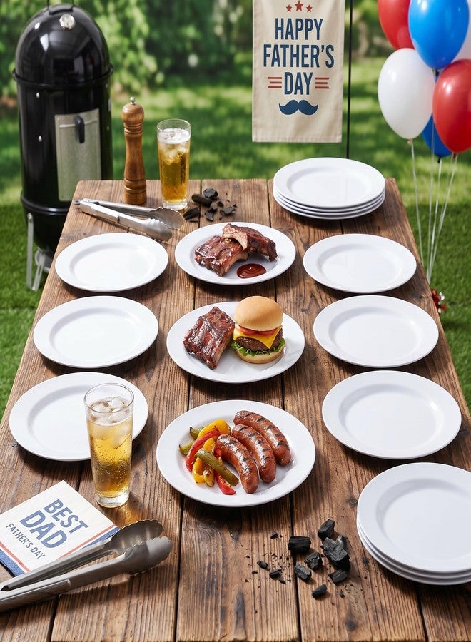 Lechoo White Melamine Dinner Plates, 10inch 12pcs Plates Dishes Set Camper RV Break-resistant and Lightweight for Everyday Use,White - Image 3