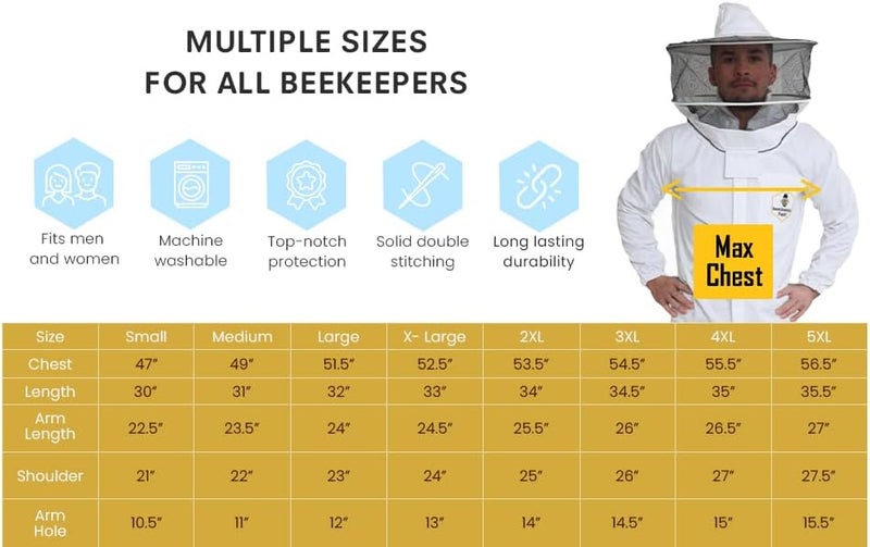FOREST BEEKEEPING SUPPLY Beekeeping Jacket with Fencing Veil – Premium 100% Cotton Bee Jacket for Professional Beekeepers by (XL) - Image 4