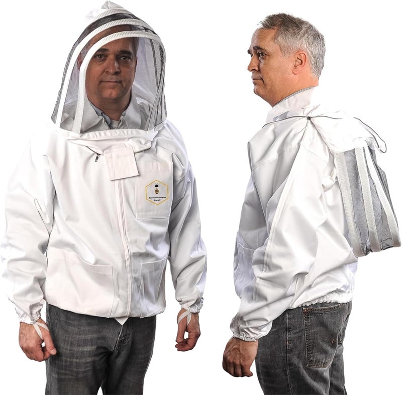 FOREST BEEKEEPING SUPPLY Beekeeping Jacket with Fencing Veil – Premium 100% Cotton Bee Jacket for Professional Beekeepers by (XL) - Image 1
