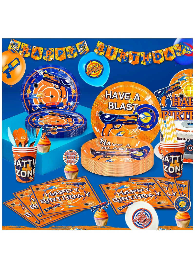 FRUITFUL PARTY - 170pcs Nerf Party Decorations, 170pcs Party Tableware Set - Image 1
