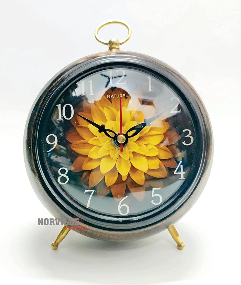 NORVILLE NORVILLE Wooden Table Clock Shelf Watch for Office Desk Home Decor Study Table Showpeice Decorative Gift Item 