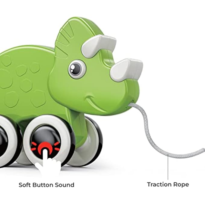 ROLLING BUDDY PULL ALONG TOY MONTESSORI TOYS AND STACKING TOYS, LEARNING EDUCATIONAL TOYS FOR 6M+ DEVELOPMENTAL MOTOR SKILLS, PRESCHOOL TOY - RHINO - Image 3