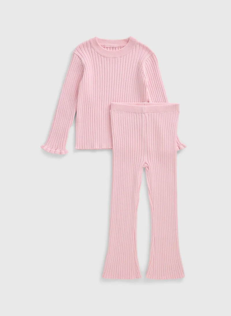ماتلان Girls Pink Knitted Top & Flare Set