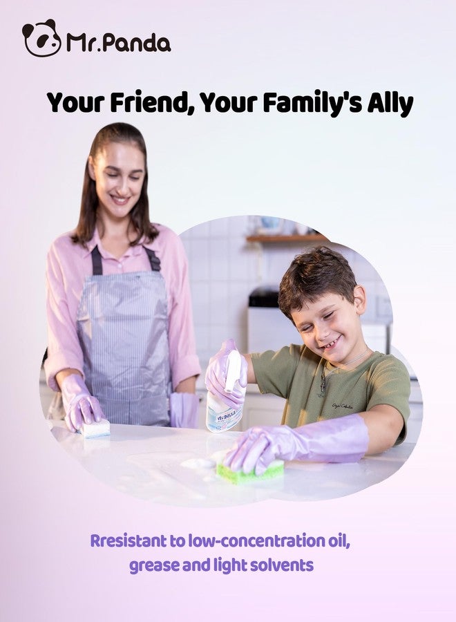 Mr.Panda Skin-Friendly Flocked Cotton Liner Cleaning Gloves Medium, Reusable Dishwashing Gloves for Washing Dishes, Kitchen, Shimmering Pink - Image 5