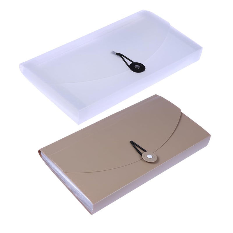Translucent Khaki Accordion Folder Organizer Multi Pocket Document Storage for Home Office School - Image 2