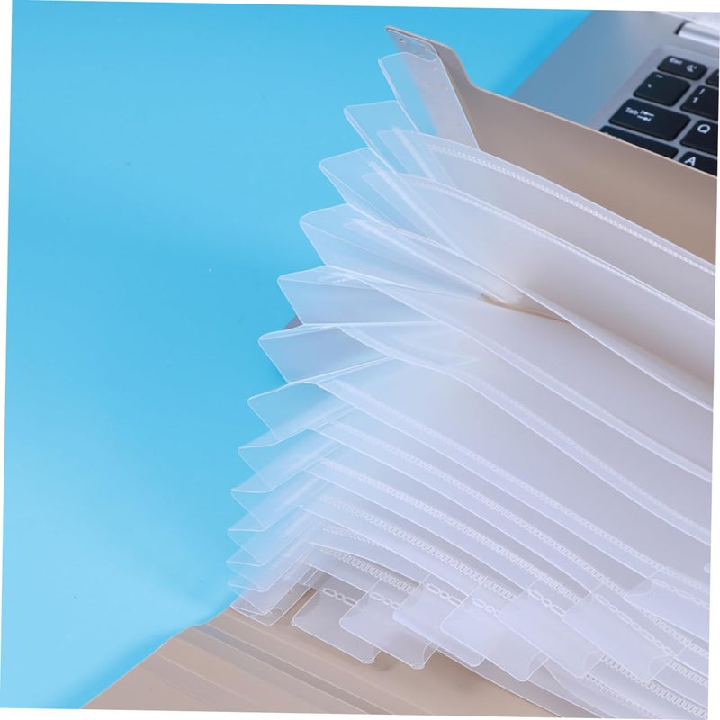 Translucent Khaki Accordion Folder Organizer Multi Pocket Document Storage for Home Office School - Image 5