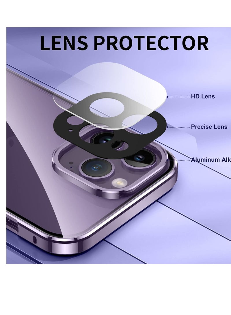 SYOSI جراب مضاد للتجسس لهاتف iPhone 14 Pro Max، غطاء زجاجي مقوى للخصوصية بزاوية 360 درجة من الأمام والخلف، شاشة مضادة للتجسس، مصد معدني مضاد للتجسس مع امتصاص مغناطيسي لهاتف iPhone 14 Pro Max (أرجواني) - Image 5