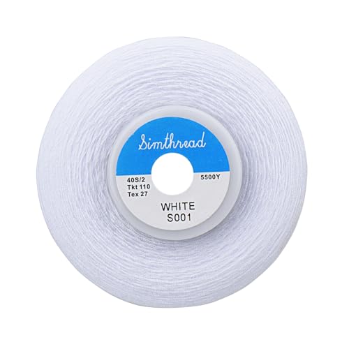 Simthread All Purpose Sewing Thread from 100 Spun Polyester for Serger Overlock Merrow Quilting Sewing 4 Big Cones of 5000M 5500 Yards Each 40S2 White - Image 3