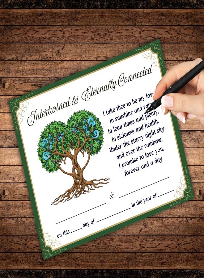 Lashicorn Two Trees Intertwined Certificate w Poem Wedding Marriage Ceremony 6pk 8.5x11” Celtic Handfasting Vows Renewal Anniversary Symbolic Unity Tree Bond - Image 3