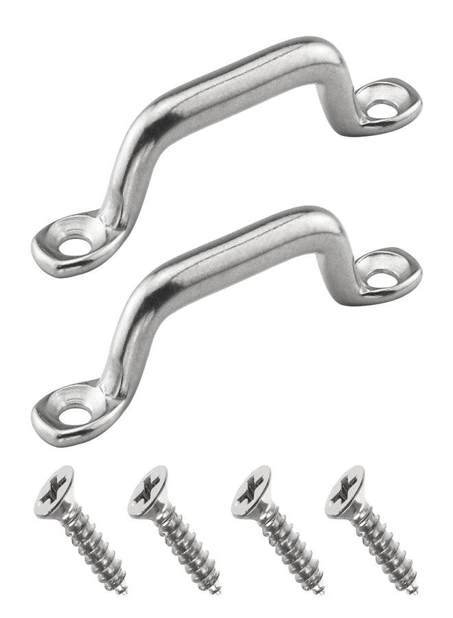DGHAOP Footman Loop 2pcs 70mm 316 Stainless Steel Bimini Top Strap Pad Eye Footman Loop with Screws - Image 1