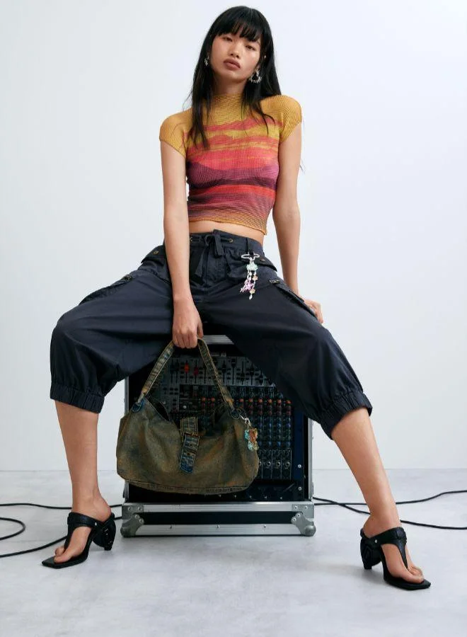 DESIGUAL Short-Sleeved High Neck Blouse