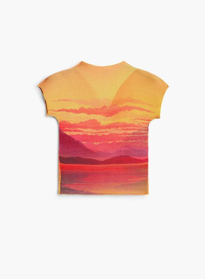 Desigual Multicolour Short-Sleeved High Neck Blouse for Women | Best Price UAE