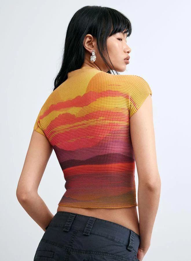 Desigual Multicolour Short-Sleeved High Neck Blouse for Women | Best Price UAE