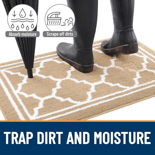 Buganda Indoor Door Mat, Dirt-Resistant and Absorbent Doormat, Anti-Slip, Low Profile Floor Mats for Inside Entryway, Front, and Back Door Entrance (32x20 Inches, Beige) - Image 2
