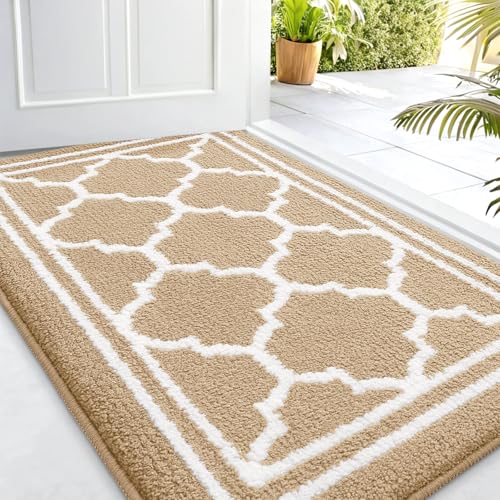 Buganda Indoor Door Mat, Dirt-Resistant and Absorbent Doormat, Anti-Slip, Low Profile Floor Mats for Inside Entryway, Front, and Back Door Entrance (32x20 Inches, Beige) - Image 1