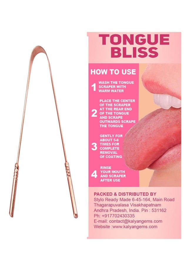 Bague Copper Tongue Cleaner for Managing Oral Health Reduces Bad Breath Supports Digestive Health Comfortable & Flexible Handle Easy & Safe to Use pack of 2 - Image 2