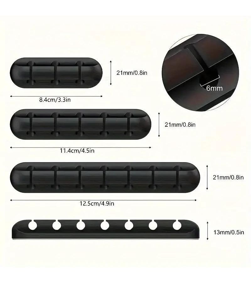 5 ثقوب حامل كابل USB من البلاستيك الأبيض منظم مكتبي خالٍ من التشابك تخزين متعدد المنافذ - Image 5