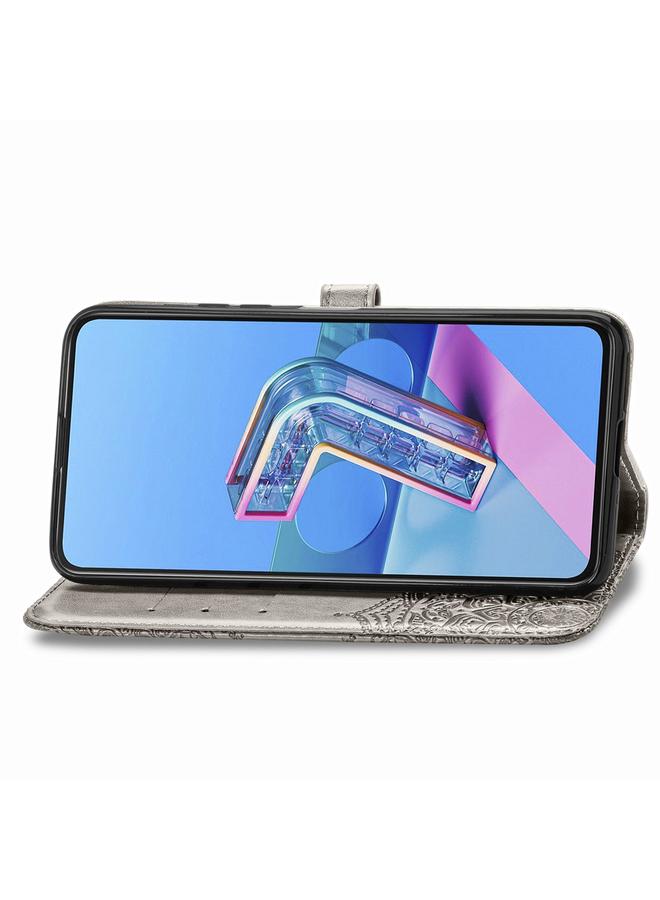 Green Tiger Case For Asus Zenfone 7 ZS670KS Mandala Flower Embossed Horizontal Flip Leather Case with Bracket / Card Slot / Wallet / Lanyard - Image 5